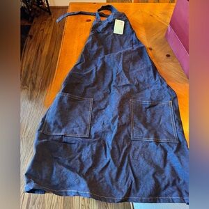 The Spring Shop Navy Denim Apron with Stitching and 2 pockets. New with tags